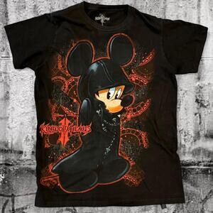 Y2K Kingdom Hearts Mickey Mouse Organization XIII Anime Game Tee Black Size M